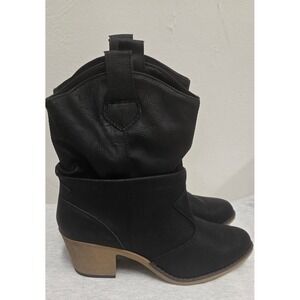 Charles Albert Womens Black Slouchy Western Ankle Boots SHCWBY10CABKAM1 Size 10